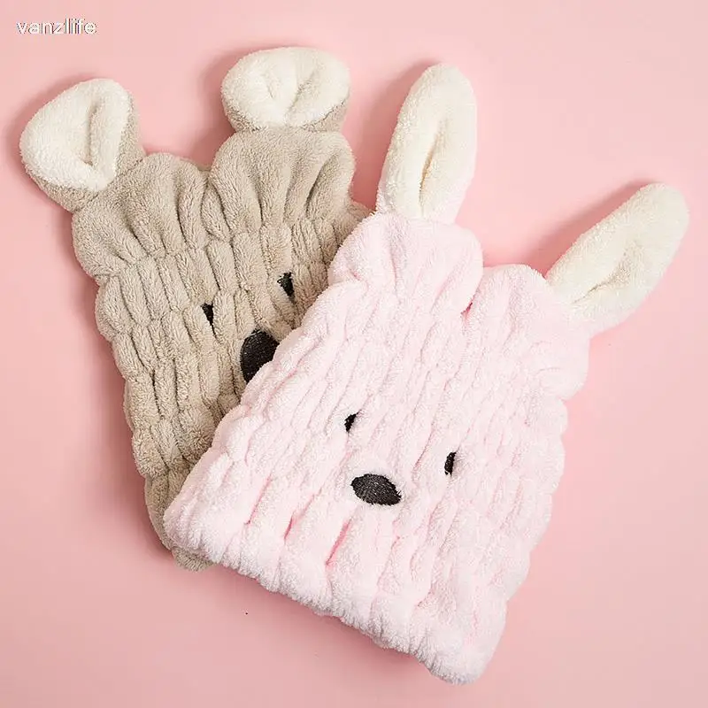 vanzlife Cartoon animals rub hair dry towel hair cap quick-drying hooded towel female lovely shower cap thicker super absorbent
