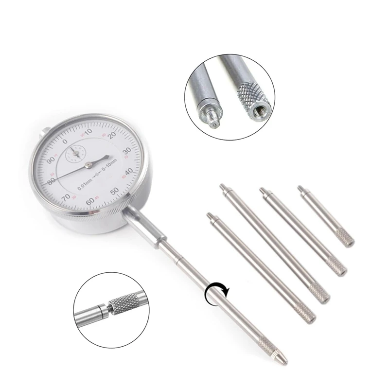 Dial indicator gauge dial indicator dial indicator extension stem rod set M2.5 thread 10-100Mm extend rod measurement for dial & digital indicators 6Pcs