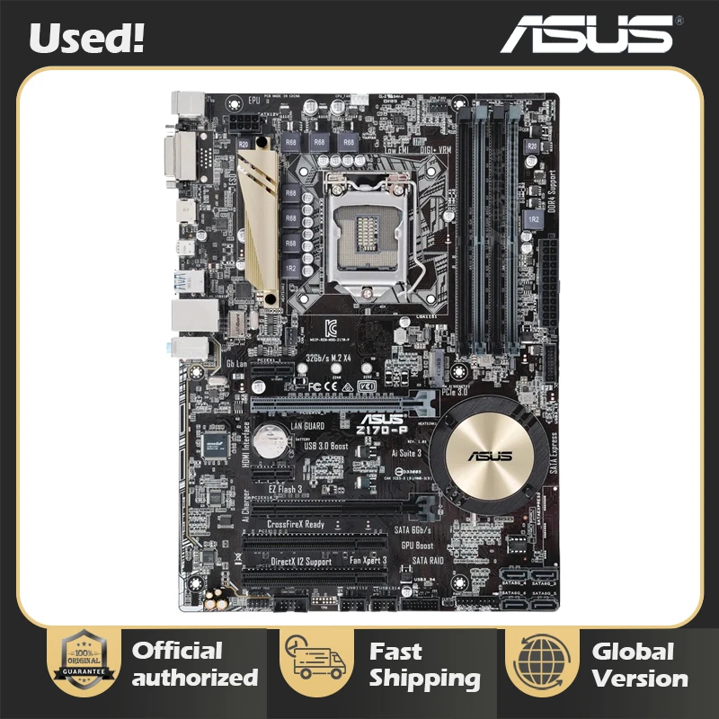 

Asus Z170-P Desktop Motherboard Z170 Socket LGA 1151 i7 i5 i3 DDR4 64G M.2 SATA3 USB3.0 USB DVI HDMI ATX