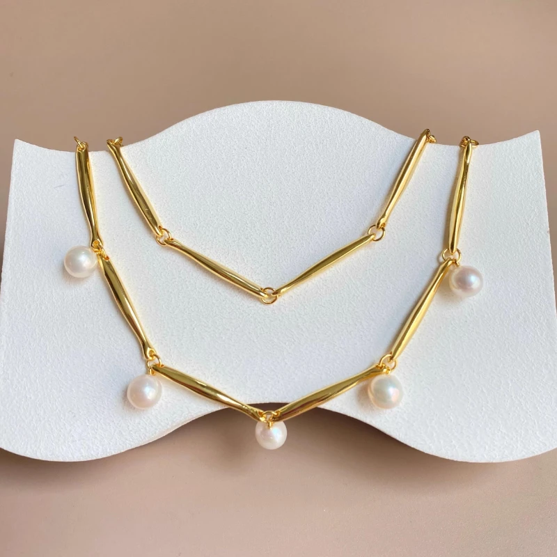 

Ожерелье LONDANY в европейском и американском стиле, роскошное высококачественное ожерелье из натурального пресноводного круглого жемчуга, звезды, французская цепочка, сращивающееся ожерелье