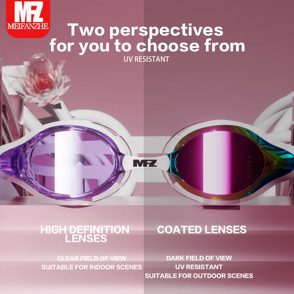 Multi-coloured Waterproof and Anti-fogging Swimming Goggles in Small Frames for Men and Women. 6