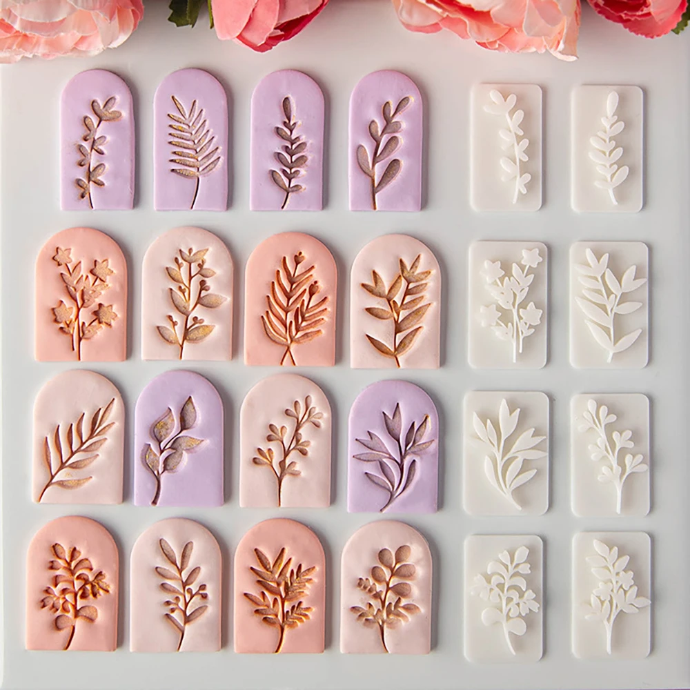 Botanical Leaf Polymer Clay Stamps Cutters Greenery Vine Stamp Embossing DIY Earrings Pottery Dangle Clay Jewelry Making Tools