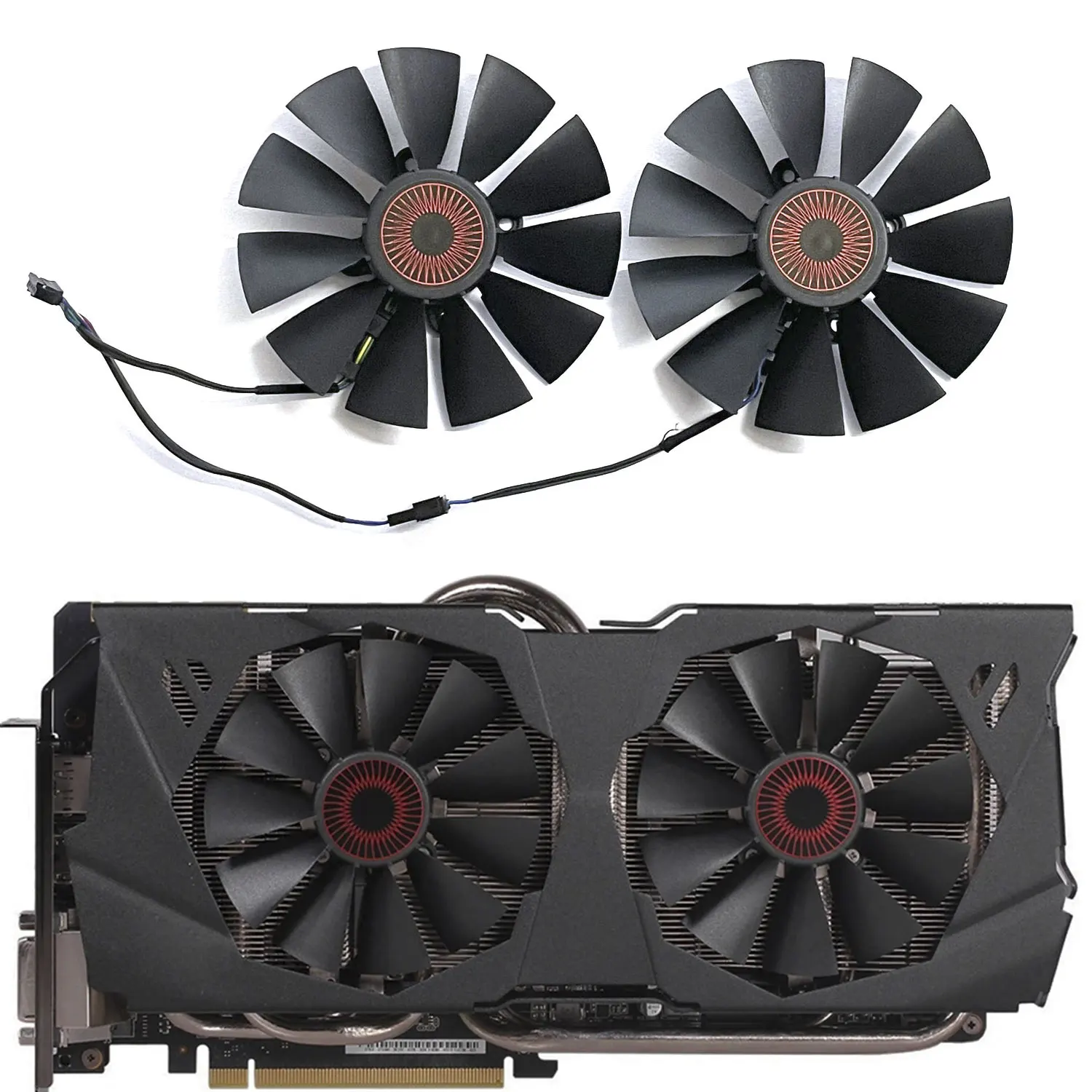 Ventilador Cooler para Asus Strix Gtx 970 980 780 ti r9 380 Placa de Vídeo Gráfica Ventilador 95 mm Fd10015h12s 0.55a 5pin Gtx980