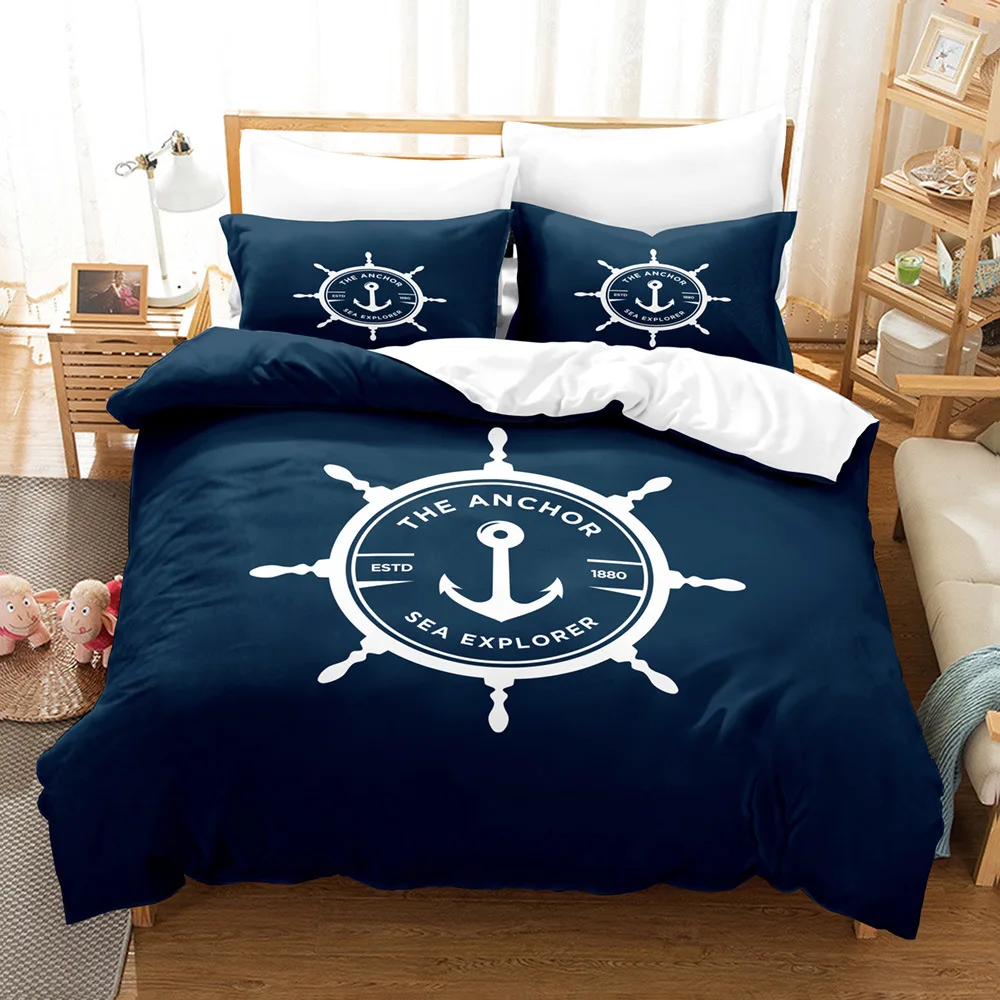 Nautical Ocean Anchor Bedding Sets 2022 Ocean Spirit Duvet Cover Bedding Set King Queen Bed Linen With Pillowcase Bedclothes