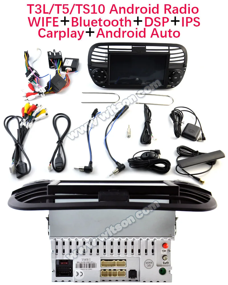 Autoradio For FIAT 500 CarPlay Android 13 Multimedia 2007 - 2015