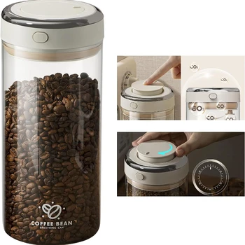 Premium Glass Coffee Canister – Airtight Container with CO2 Valve & Freshness Tracker 1