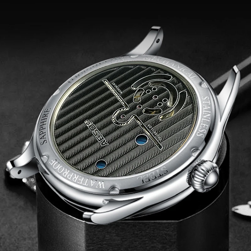 Super AESOP Flying Tourbillon Watch for Men Milky Way Star Sapphire Dial Luxury Steel Band Male Mechanical WristWatches 1963 2