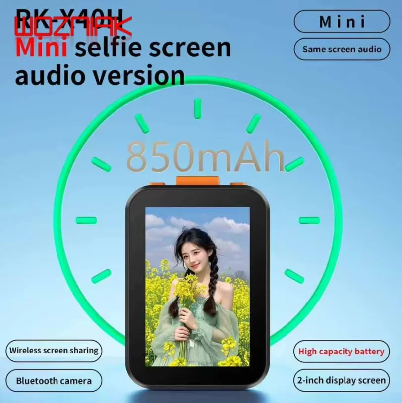 Creative 2-Inch Mobile Screen Mini Selfie Vlog Monitor with Sound and Bluetooth Functionality