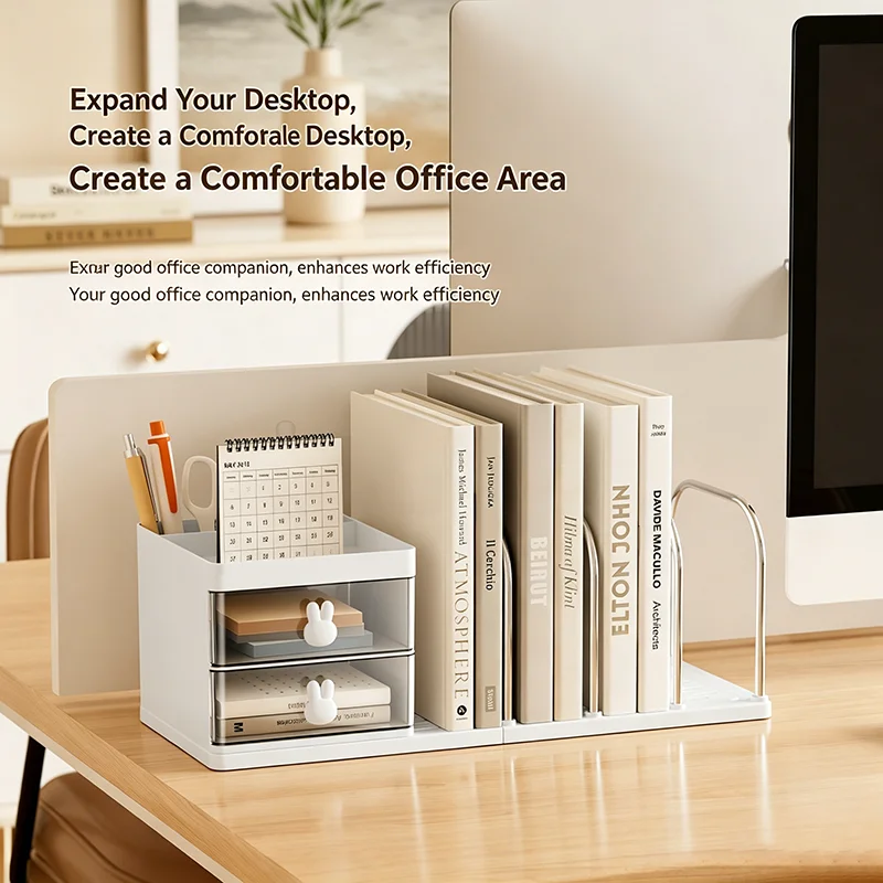 Desktop Book Organizer and File Holder - Stylish Home and Office Storage Solution
