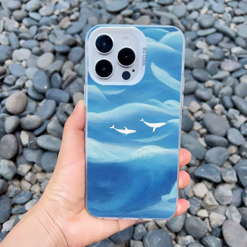 Ocean Dolphin Handyhülle für iPhone 17 16 15 11 14 Pro Max 13 12 Mini Pro Max 16 15 14 Plus Stoßfeste Laser-Handyrückseite – Detail 7