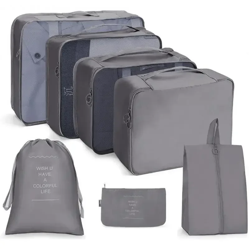 1PCS 7/Set Travel Organizer Storage Bags Suitcase Packing Cubes Cases Portable Wardrobe Luggage Clothes Shoe Pouch Fold 2