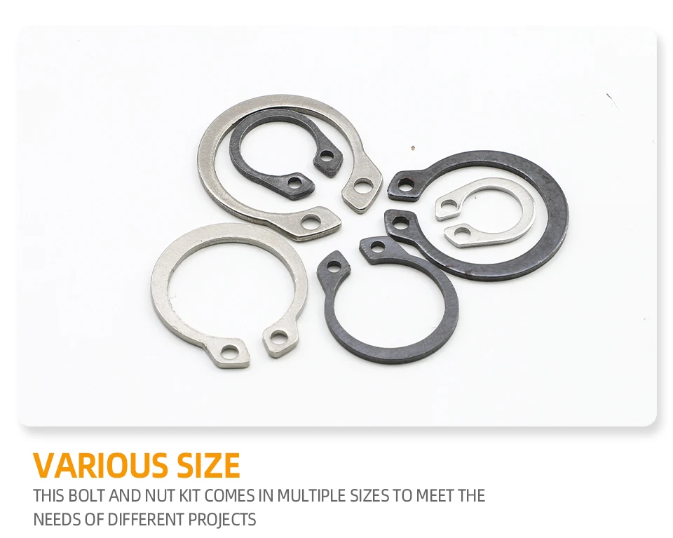 JUIDINTO-Circlip Retaining Rings Variedade Kit, aço inoxidável,