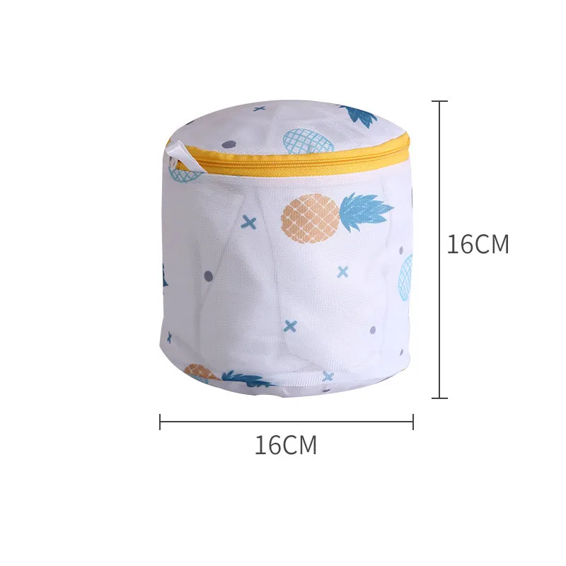 Laundry Bag Pineapple Printing Zippered Mesh Polyester Washing Net Bag for Underwear Sock