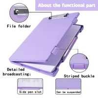 Clipboards with Storage, Plastic Storage Clipboard with Low Profile Clip, Binder Clipboard Folder Side-Opening,Office Supplies 5