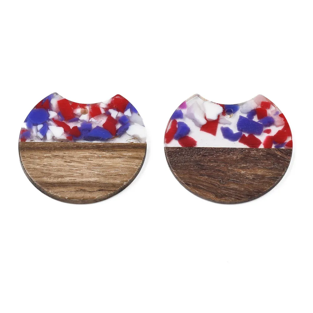 20Pcs Resin Wood Charms Round Pendant for Necklace Wooden Earring Connectors Jewelry Making Vintage DIY Components 34.5x36.5x3mm