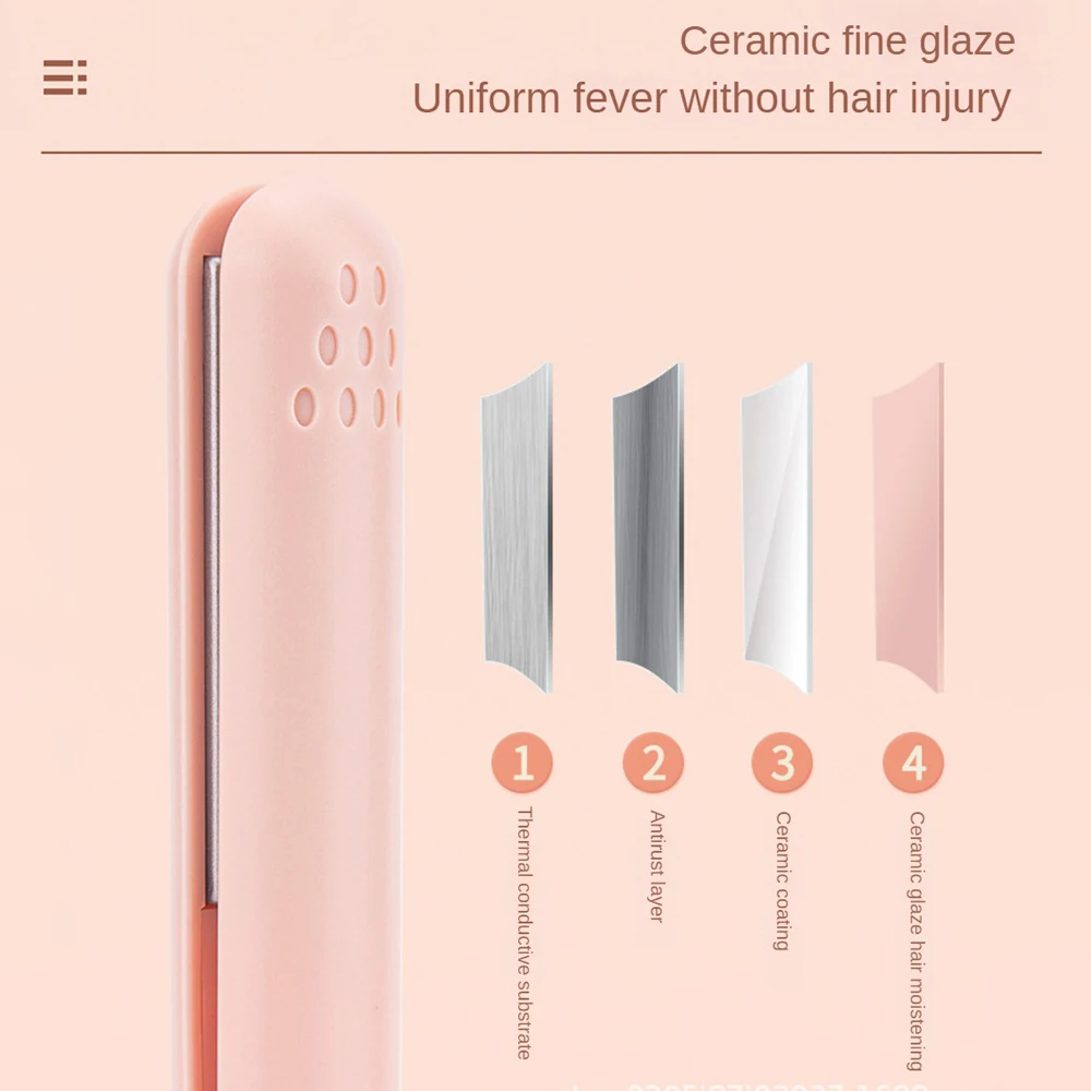 Student Hair Straightener Mini Size Wireless USB Small Hair Care/styling Straight And Rolled Dual-purpose Device Portable