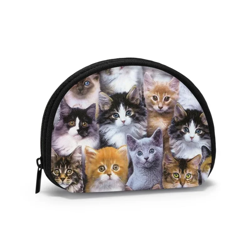 

Canvas Purses Small Casual Coin Wallets Lady Fashion 3D Cat Printing Money Bag Zipper Handbag Mini Store