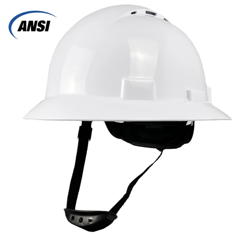 Full Brim Hard Hat For Engineer Construction ANSI z89.1 Vents HDPE