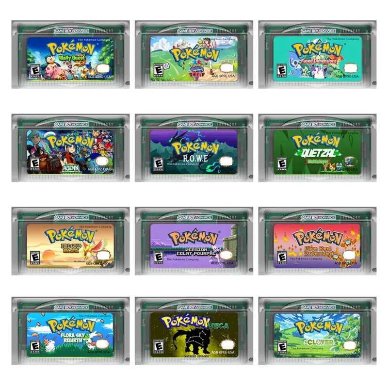 Игровой картридж GBA RGR, 32-битная игровая консоль, карточка Pokemon FireGold Wally Quest Fused, размеры Vega ROWE, игрушка, подарки для детей