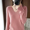 New Cashmere Women's V-neck Pullover Lace Neck Hollow Out Design Casual Knitted Long Sleeve Women's Sweater Autumn And Winter 1