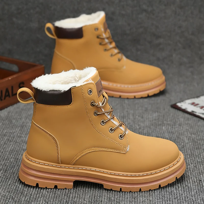 Men's snow boots, warm and easy to wear, suitable for daily wear in winter, fashionable men's shoes, mid top snow boots