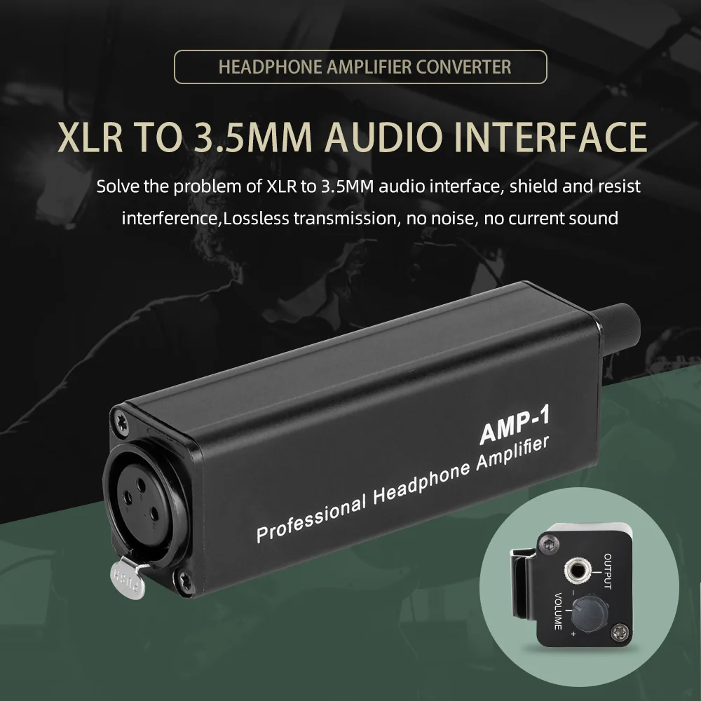 In-Ear Monitor Amplifier Portable Ear Amplifier Converter XLR to 3.5MM Audio Ear Converter Plug and Play Lossless Tra