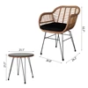 3 pcs Wicker Rattan Patio Conversation Set with Tempered Glass Table  Flaxen Yellow 2