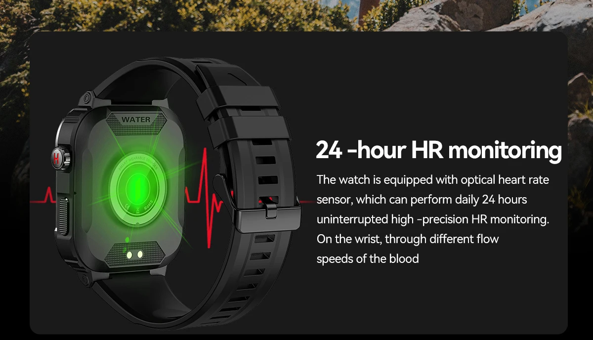 Android Smart Watch Military Healthy Monitor AI Voice Bluetooth Call Fitness Waterproof Sports for Men