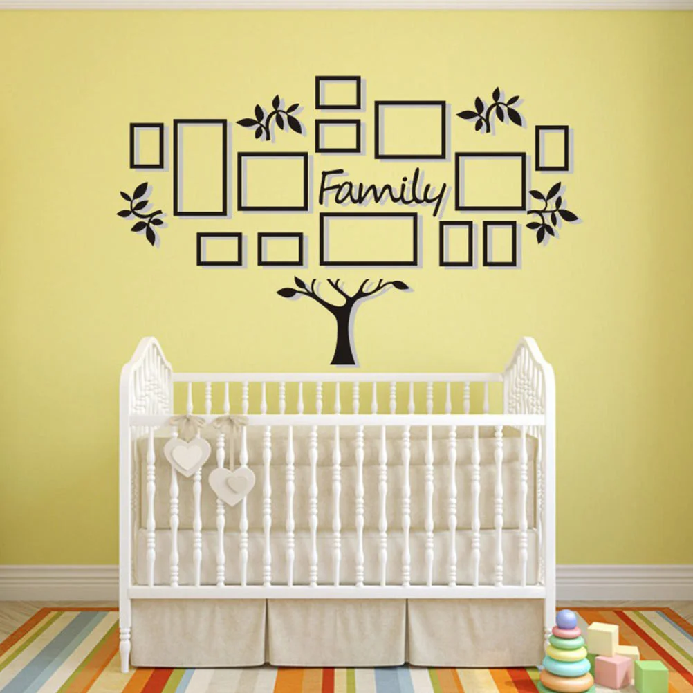 

Of 3D Acrylic Living Room Bedroom Wall Photo Tree Wall Decoration DIY Photo Frame Home Living Room Decor (Black)