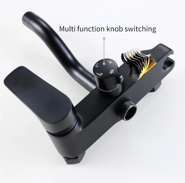 Description Picture 4 of itemBlack Shower System Copper Four-function  Set Pressurized Hand Spray Gun Hot and Cold Sprinkler Bathroom Rain
