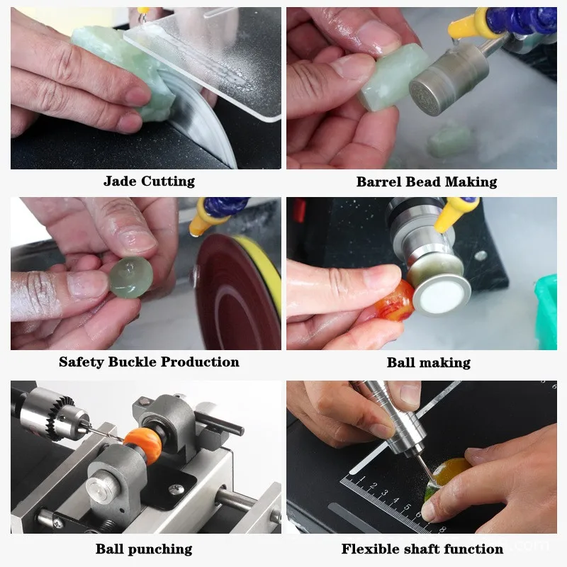 220V 2500W 5 IN 1 Multifunctional Desktop Polishing Machine Jade Carving Grinding Cutting Machine Round Bead Punching