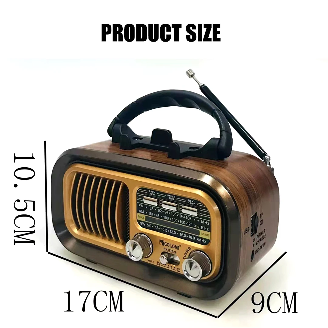 Retro fm am sw Rádio com Banda Completa Receptor de Rádio Portátil Alto-falante sem Fio Bluetooth Mp3 Player Suporte Usb tf Card Tss - Image 5