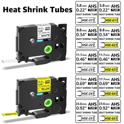 1Pcs Heat Shrink Tube Label Tapes Compatible For Brother Hse-231 Hse-221 211 241 251 hse 611 631 621 For P-Touch Label Printers