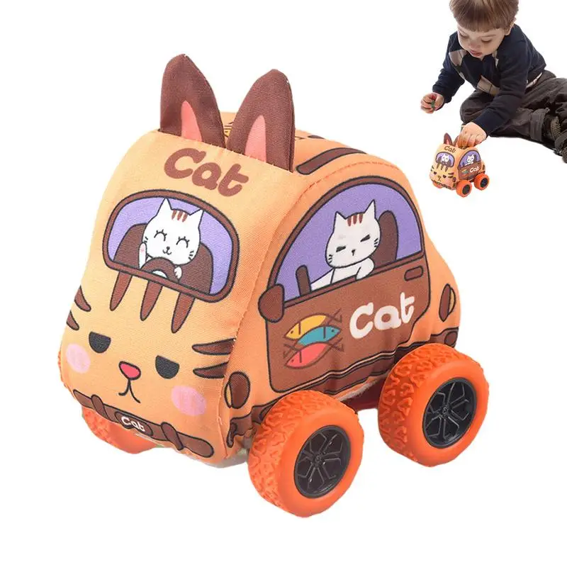 

Pull Back Vehicle Toys Cartoon Mini Trucks Toys Friction Power Soft Vehicles Pull Back Cars For Toddler Kids Age 1-3 Girls Boys