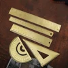 Mini Retro Brass Ruler Triangle Ruler Protractor Measure Tools Cartography Ruler Geometric Metal Drawing Kit Bookmark Stationery 6