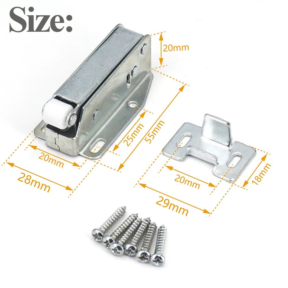 Description Picture 4 of item10/5/2 Sets Touch Latch Push To Open Auto Spring Door Catch For Furniture Cupboard Cabinet