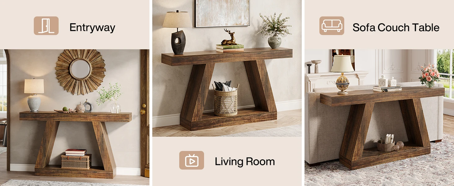 Industrial Wooden Entryway Table 