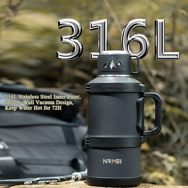 ステンレス製魔法瓶,ティーフィルター付き,折りたたみ式ハンドル