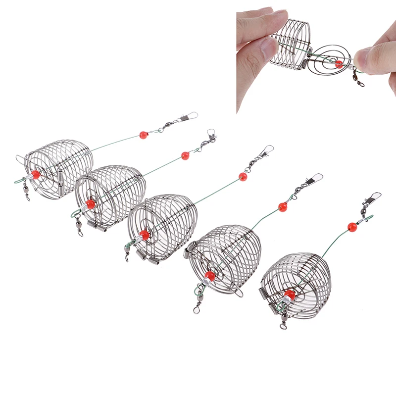 Stainless Steel Wire Fishing Lure Conical Cage 5Pcs Fish Bait Lure Fishing Accessory Bait Cage Trap Basket Feeder Holder fishing lure