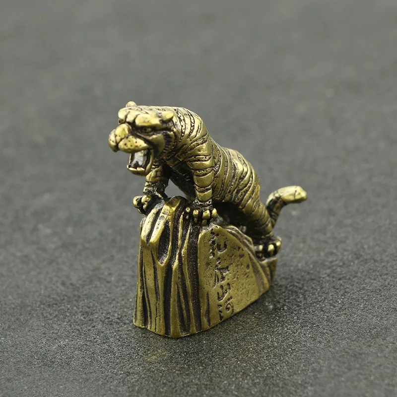 

Brass Tiger Modelled After An Antique Small Ornament Chinese Feng Shui Collection Copper Tiger Metal Figurines Desk Decoration