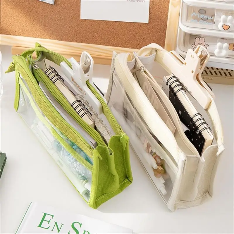 Large Capacity Pencil Bag 4/6 Layers Stationery Supplies Aesthetic  Transparent Pen Case Girl Zipper Pencil Pouch School Supplies