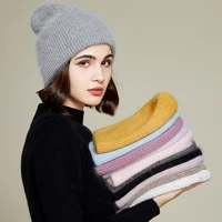 VISROVER Rabbit Cashmere unisex Woman Winter Hat With Lurex&Sequin Autumn Beanies Cashmere Woman Warm Rabbit Fur Skullies 2
