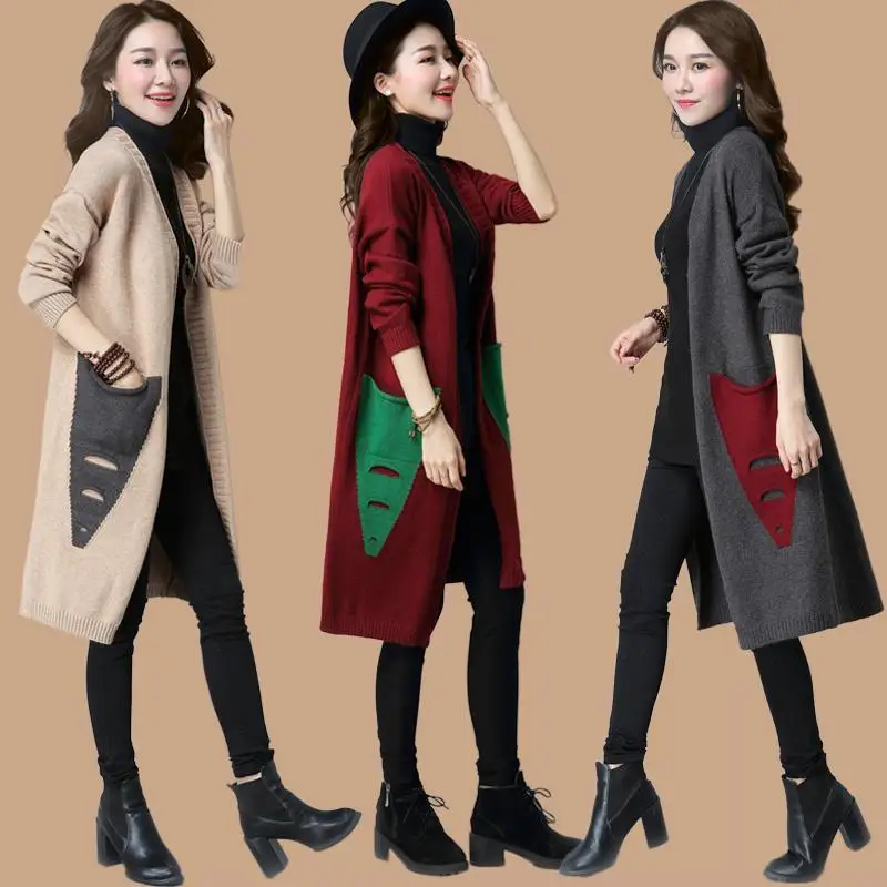 

Knitted Cardigan Sweater Women Outside New Lax Thicken Coat Korean Version 5 Sizes Fashion