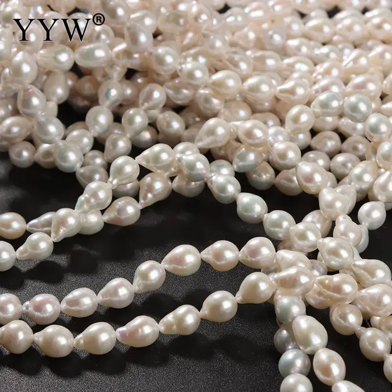 

Cultured Baroque Freshwater Pearl Beads 40cm/Strand 8-9mm White Teardrop Pearls For Diy Bracelet Necklace Jewelry Make Accessory