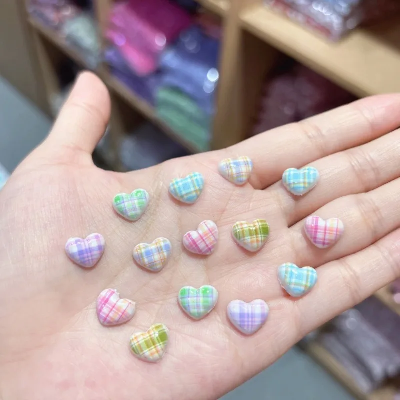100개 10×11mm 하트 격자 무늬 네일 참 - 3D 스윗 걸 네일 아트, DIY ..