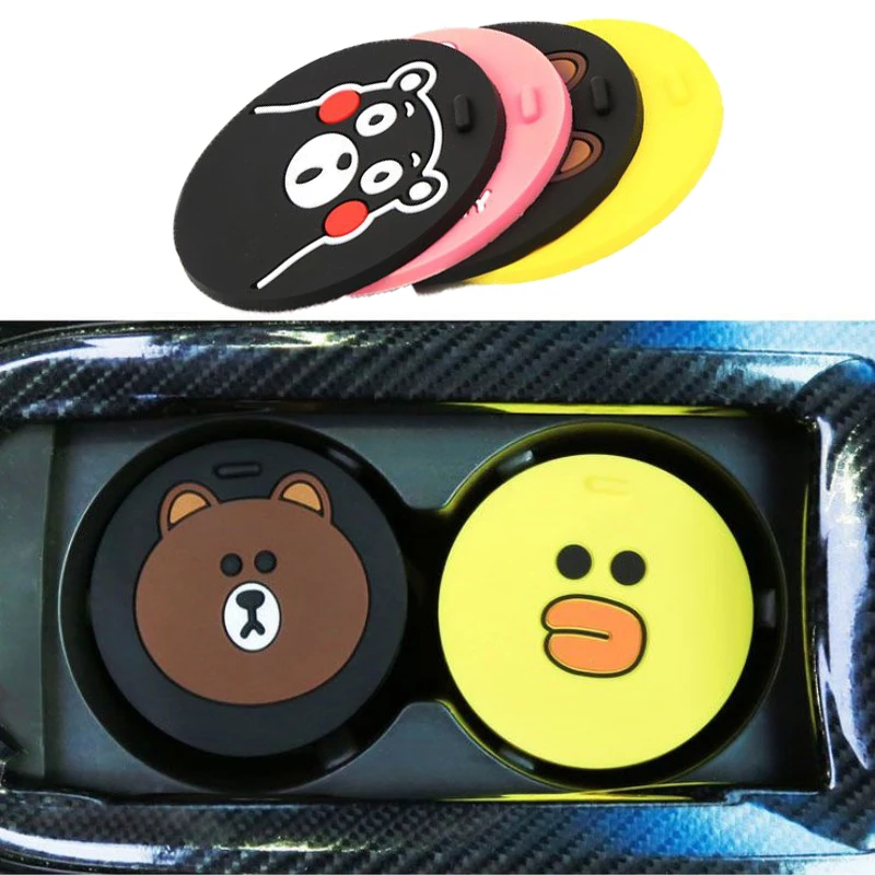 Cute Cartoon Car Anti-skid And Anti-vibration Water Cup Pad Door Slot Beverage Bottle Mat Universal Car Interior Anti-slip Mat