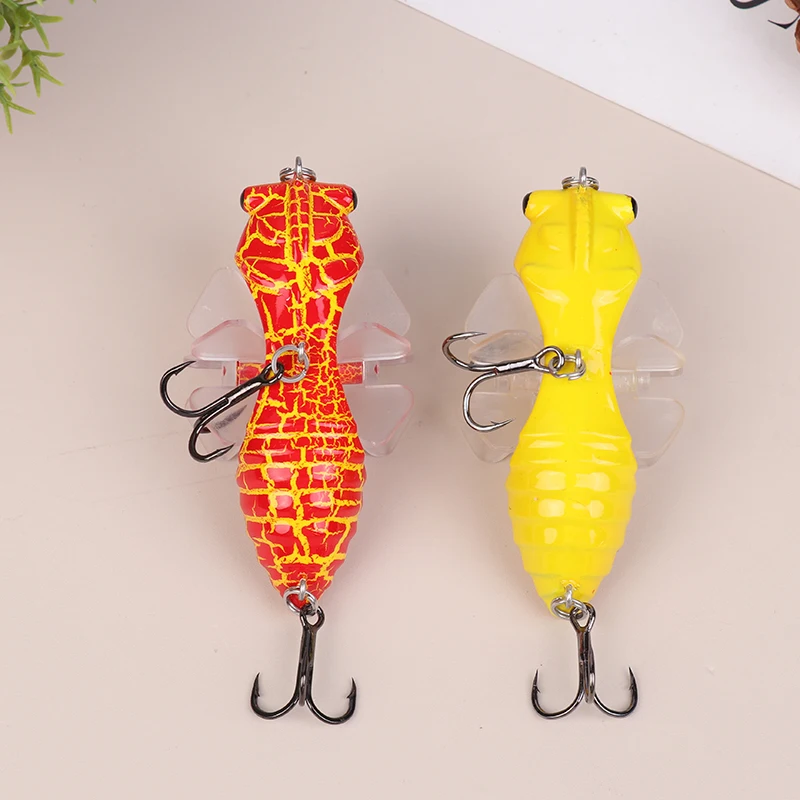 1Pc Bionic Cicada Hard Fish Lure Spinning Fishing Bait With Propeller Treble Hook Top Water Hard Baits For Increased Catch Rates