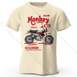 Vintage Hand - Drawn Motorcycle Graphic Cotton Tee - Unisex Retro Biker Style Shirt - S (Beige)