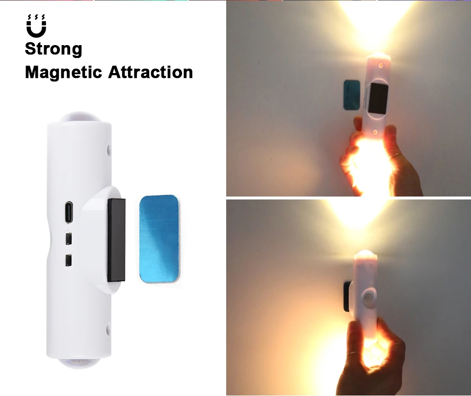 LED Motion Sensor Night Light RGB Charging LED Wall Light USB Rechargeable Cabinet Wardrobe Lamp Home Decoration Bedroom Bedside