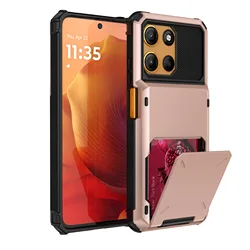 Premium Anti - Drop Wallet Case with Hidden Flip Slot and Protective Cover - MOTO Edge 5G 2024 (Rose Gold)